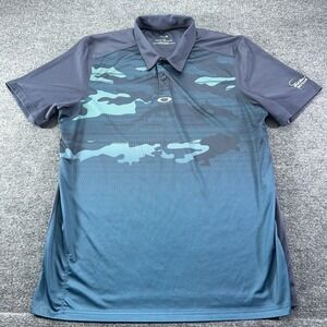 Oakley Mens Camo Golf Polo Shirt Blue Navy Nicklaus Golf Club Logo Large L